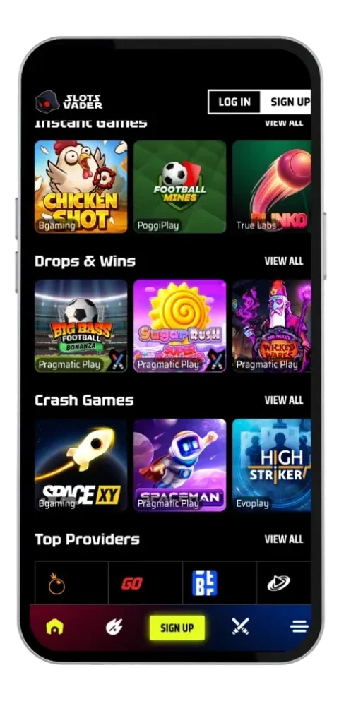Mobilne lobby Slots Vader